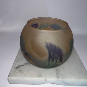 Israeli Originals Hand Painted Nouveau Art Glass Bowl Vase by Reuven